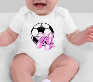 Soccer Ball & Ballet Slippers - Girl power - Ballet shoes - soccer girl - dance baby gift - dance baby - ballet gifts - ballet mom - dance