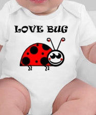 Love Bug baby bodysuit featuring a cute red smiling ladybug - ladybug baby gift - ladybug baby shower gift - ladybug gifts - lady bug gifts