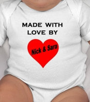 Made with LOVE by (names of parents added at no charge) - newborn baby gift - baby shower gift - new baby gift - made with love - unisex