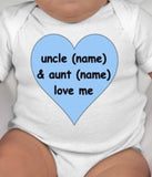 My aunt and uncle love me customized baby tee - personalized baby gift - personalized aunt gift - baby shower gift - new aunt and uncle gift