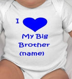 I love my big sister or I love my big brother tee - Big Sister Gift - Big Brother Gift - Big Brother Tshirt - Big Sister Tshirt - Newborn