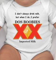 Dos Boobies Imported Milk - breastfeeding baby tee - nursing baby -  nursing baby gift - cute baby gifts - unisex baby gifts - unique baby