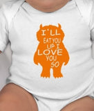 Where the Wild Things Are Monster Max - Wild things - Ill eat you up - Cute baby clothing - newborn baby clothes - unisex baby clothes