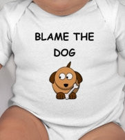 Blame The Dog cute baby shirt customized with photo of your pet