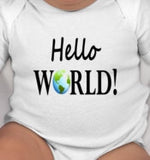 Hello World Baby Bodysuit - newborn gifts - unisex baby gifts - baby shower gifts - new baby gift - gender neutral baby shower gift - baby