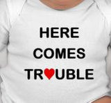 Here Comes Trouble - Cute baby shower gift - unique baby shower gift - unisex baby shower gift - new baby gift ideas - new baby - newborn