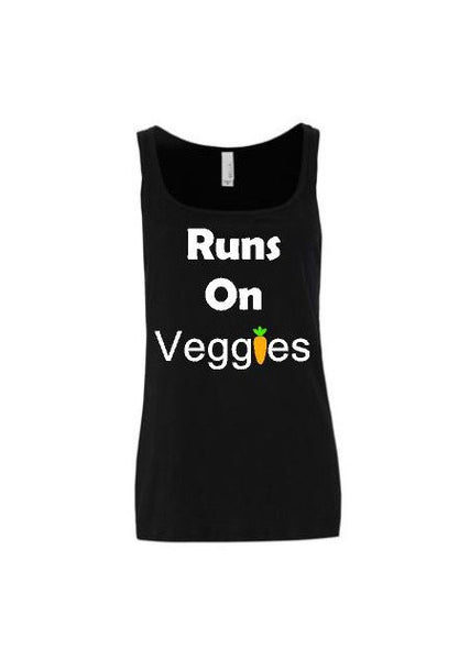 Runs on Veggies - Vegan Tee Shirt - Vegan clothing - Runs on Veggies Tank - Vegan Tank Tops - Women's Run on Veggies Funny Shirt - Vegan